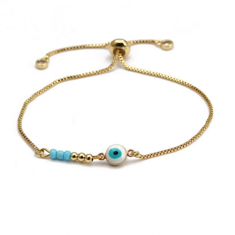 Zierliche, verstellbare Armbänder mit mythischen Augen- und Hamsa-Charm-Perlen
