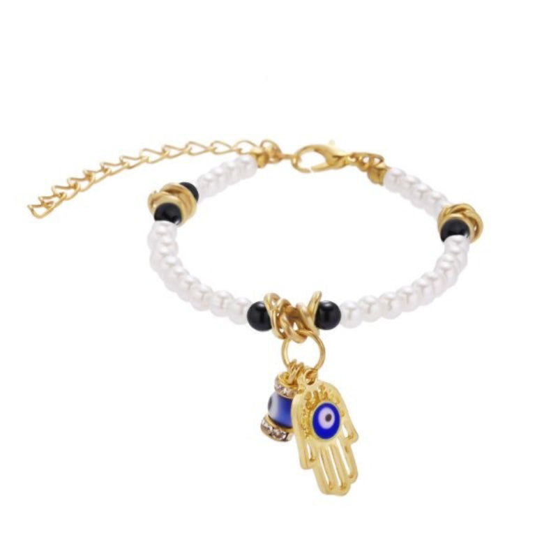 Zierliche, verstellbare Armbänder mit mythischen Augen- und Hamsa-Charm-Perlen