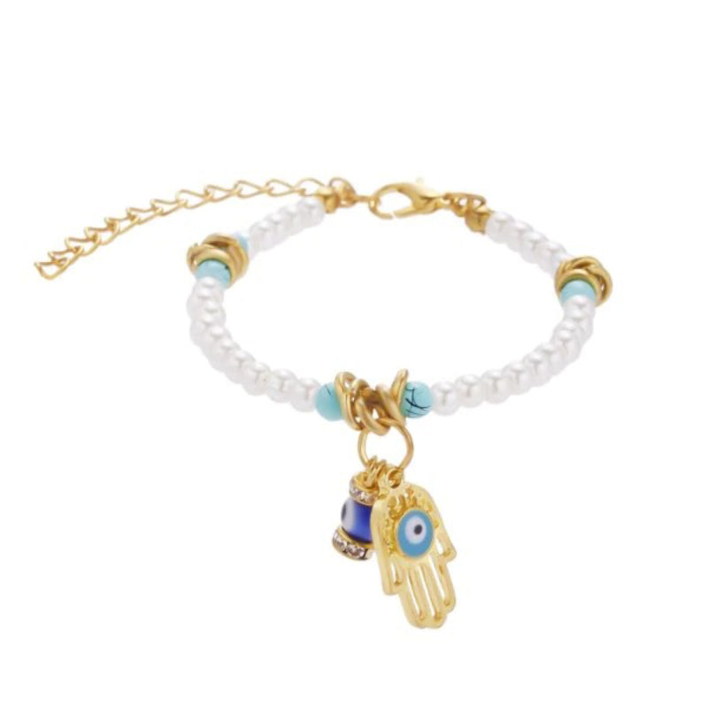 Zierliche, verstellbare Armbänder mit mythischen Augen- und Hamsa-Charm-Perlen