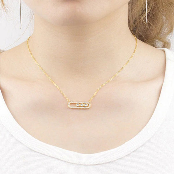 Zierliche Zirkonperlen an ovalen Anhängerketten