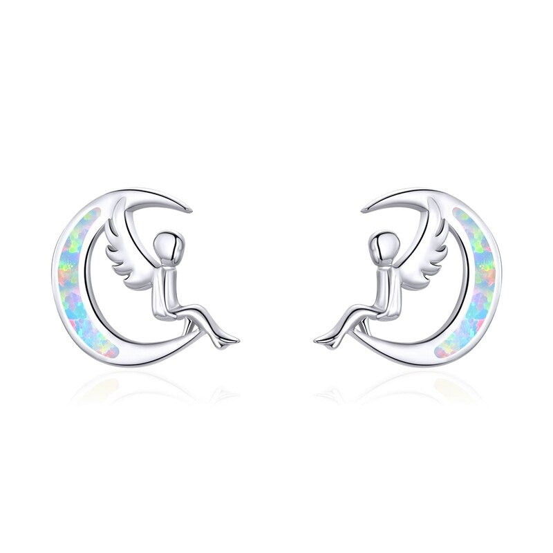 Schillernde mystische Einhorn-Mondstein-Ohrstecker