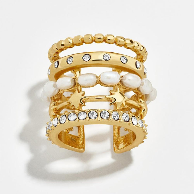 Schillernde Ohrclips mit Strasssteinen in Regenbogenfarben