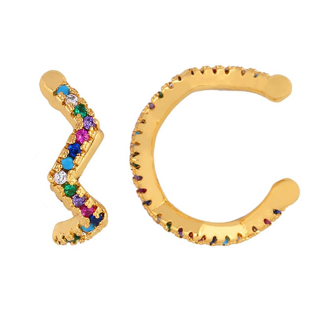 Schillernde Ohrclips mit Strasssteinen in Regenbogenfarben
