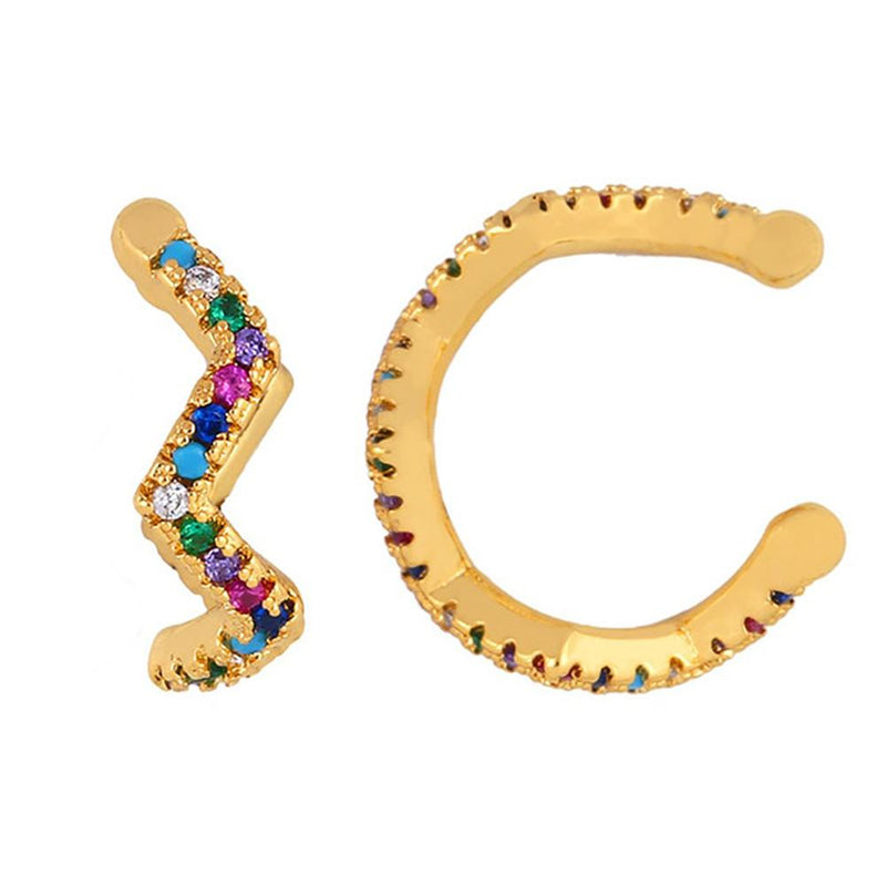 Schillernde Ohrclips mit Strasssteinen in Regenbogenfarben