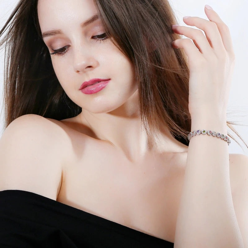 Schillernde und lebendige runde Zirkonia-Armbänder