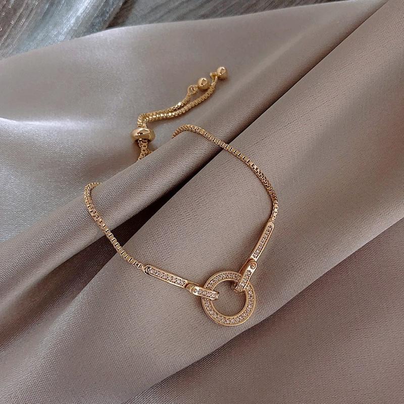 Zartes Armband mit rundem Zirkonia-Anhänger