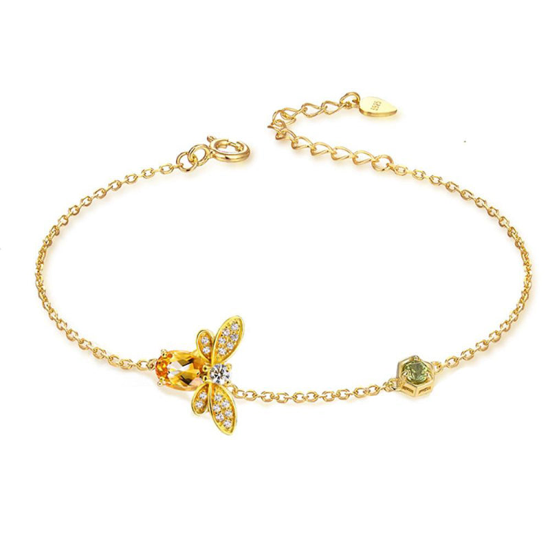 Entzückende Citrin-Stein-Honigbienen-Charm-Armbänder
