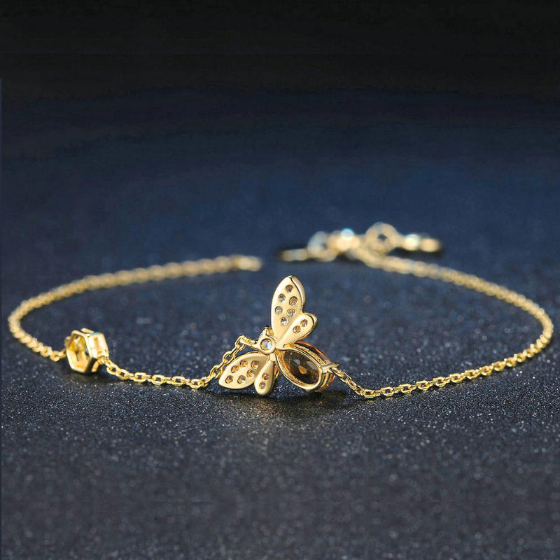Entzückende Citrin-Stein-Honigbienen-Charm-Armbänder