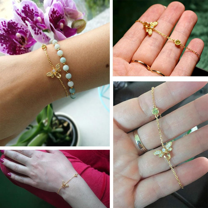 Entzückende Citrin-Stein-Honigbienen-Charm-Armbänder