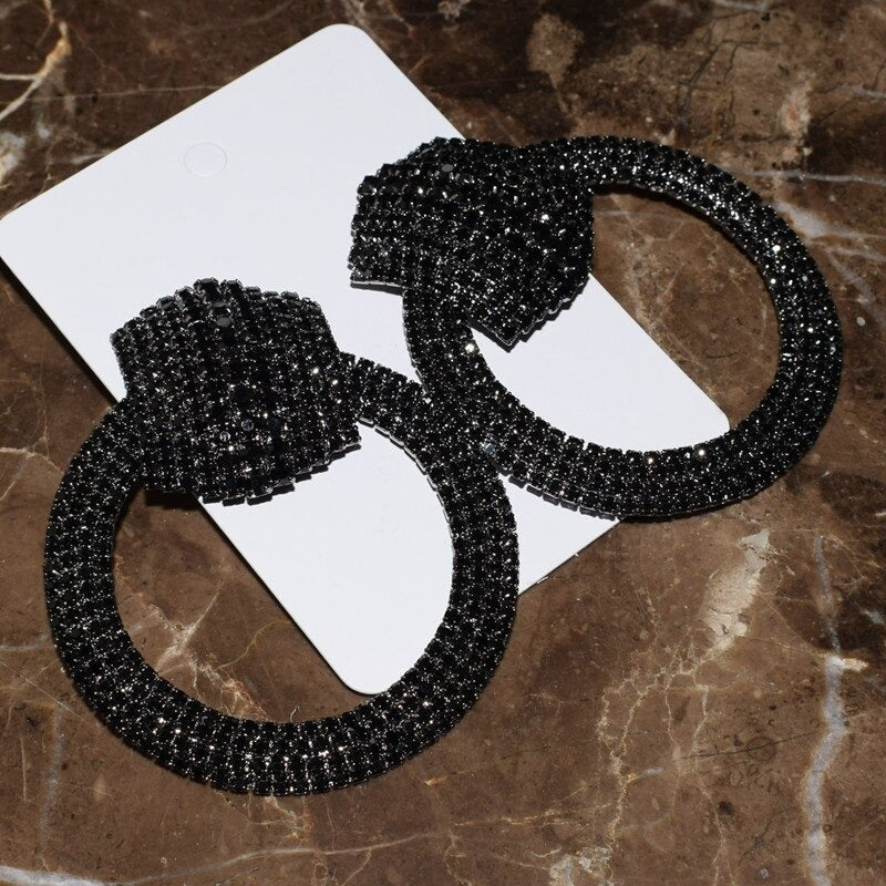 Deluxe Fashion Voll Strass Runde Schmuck Aussage Baumeln Ohrringe