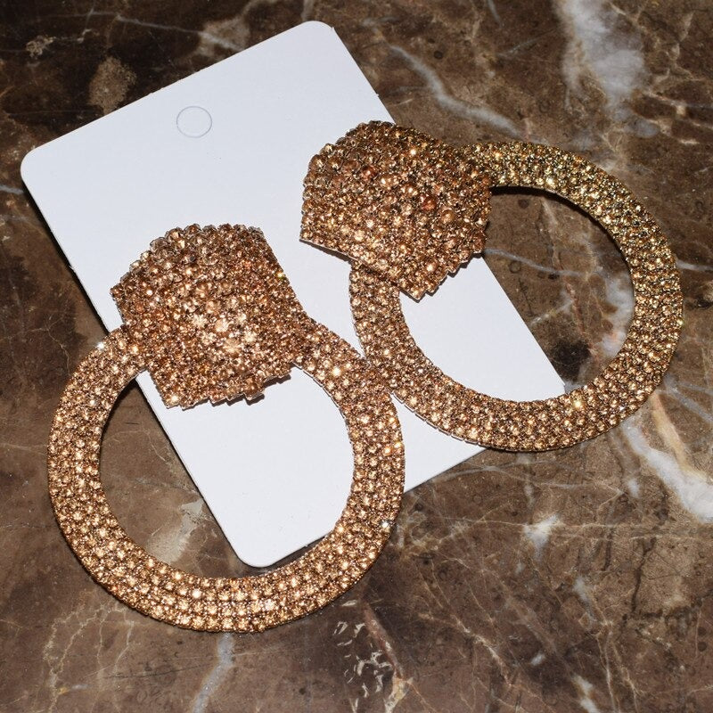 Deluxe Fashion Voll Strass Runde Schmuck Aussage Baumeln Ohrringe