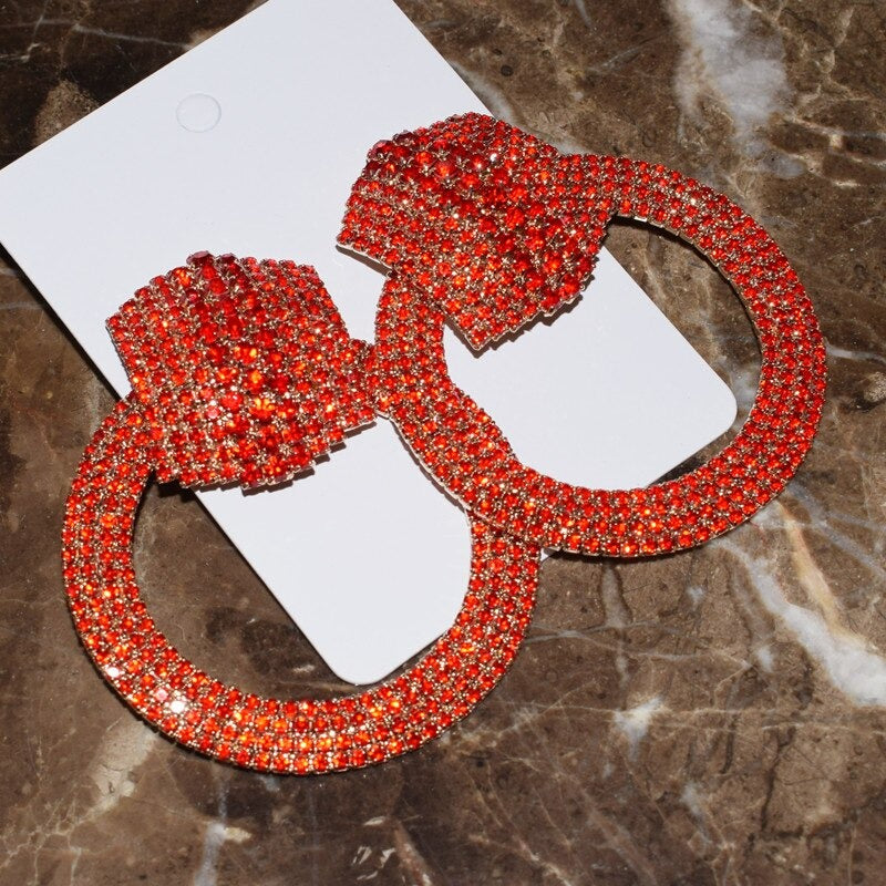 Deluxe Fashion Voll Strass Runde Schmuck Aussage Baumeln Ohrringe