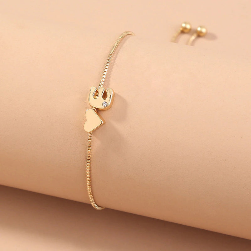 Personalisierte Liebesherz-Anfangsbuchstaben-Armbänder von A-Z