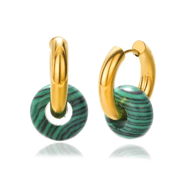 Dalmatiner Jaspis Gold Creolen | Boho Chic Statement Schmuck