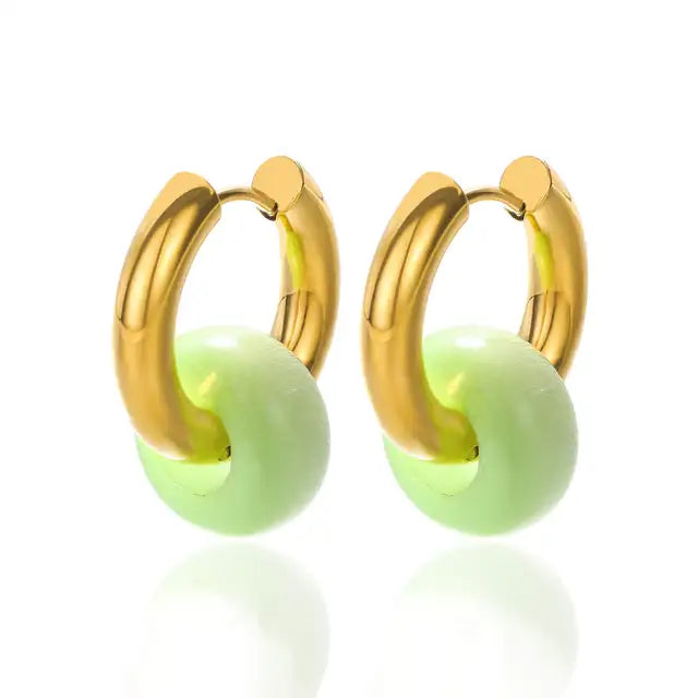 Dalmatiner Jaspis Gold Creolen | Boho Chic Statement Schmuck