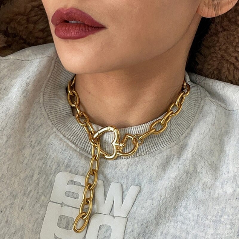 Edgy Eternal Dicke Kette Liebe Herz Anhänger Choker Halsketten