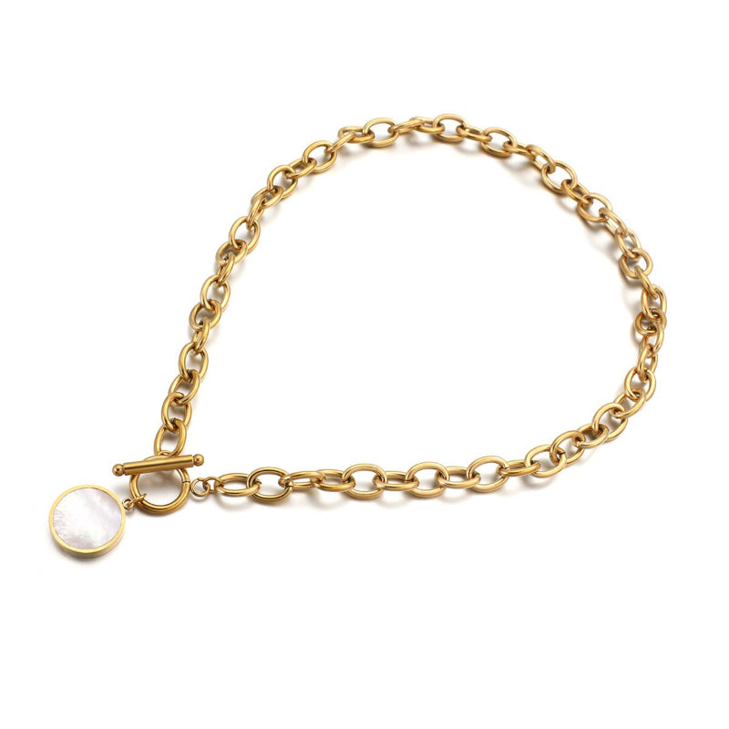Edgy Fashion Dicke Kette mit runden Muschelanhängern