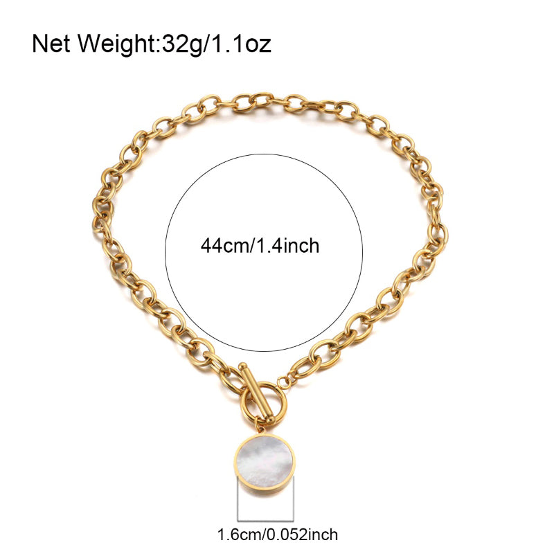 Edgy Fashion Dicke Kette mit runden Muschelanhängern