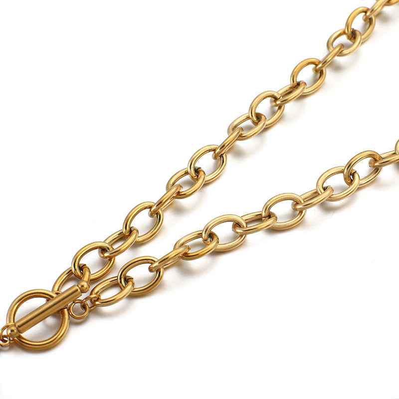 Edgy Fashion Dicke Kette mit runden Muschelanhängern