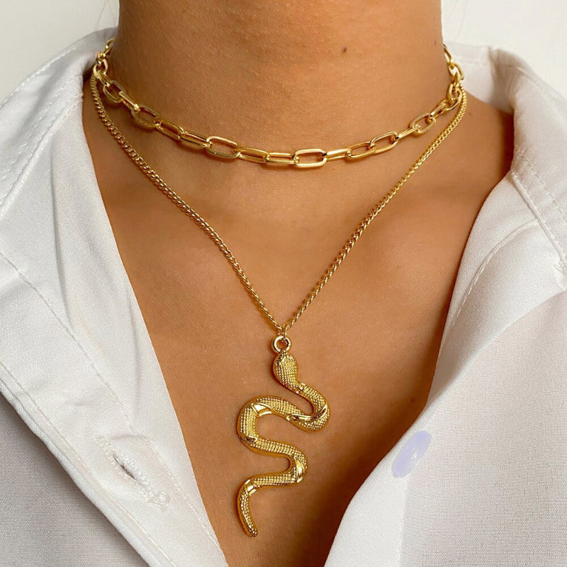 Ausgefallene, dicke Kette mit Anhängerketten in verschiedenen Stilen