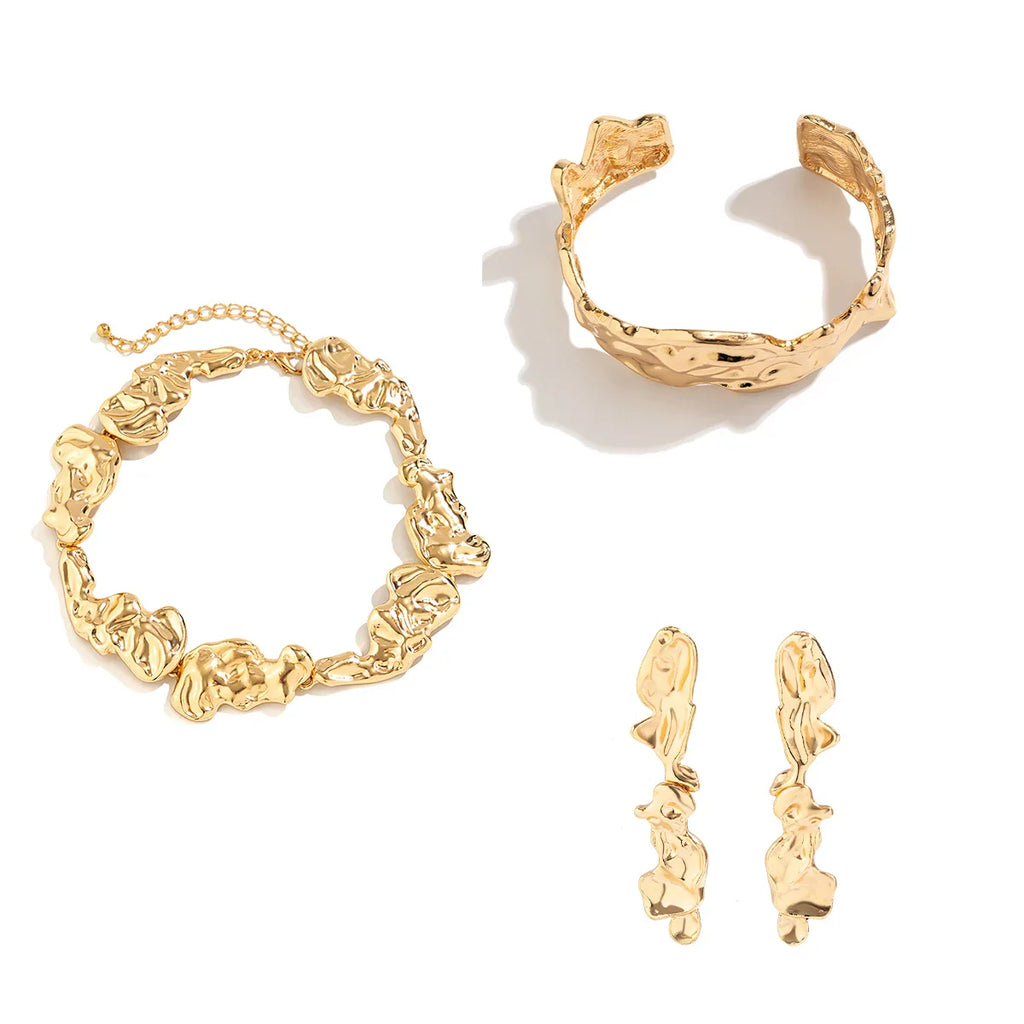Klobige Goldkette - Strukturiertes Goldhalsband, elegantes und einzigartiges Design