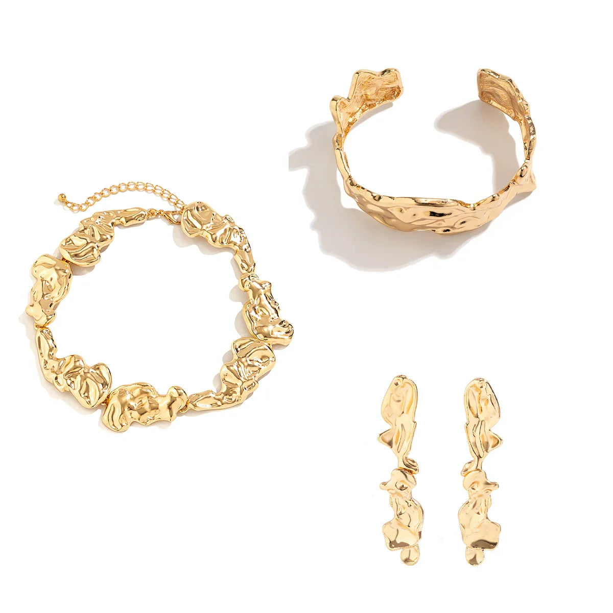 Klobige Goldkette - Strukturiertes Goldhalsband, elegantes und einzigartiges Design