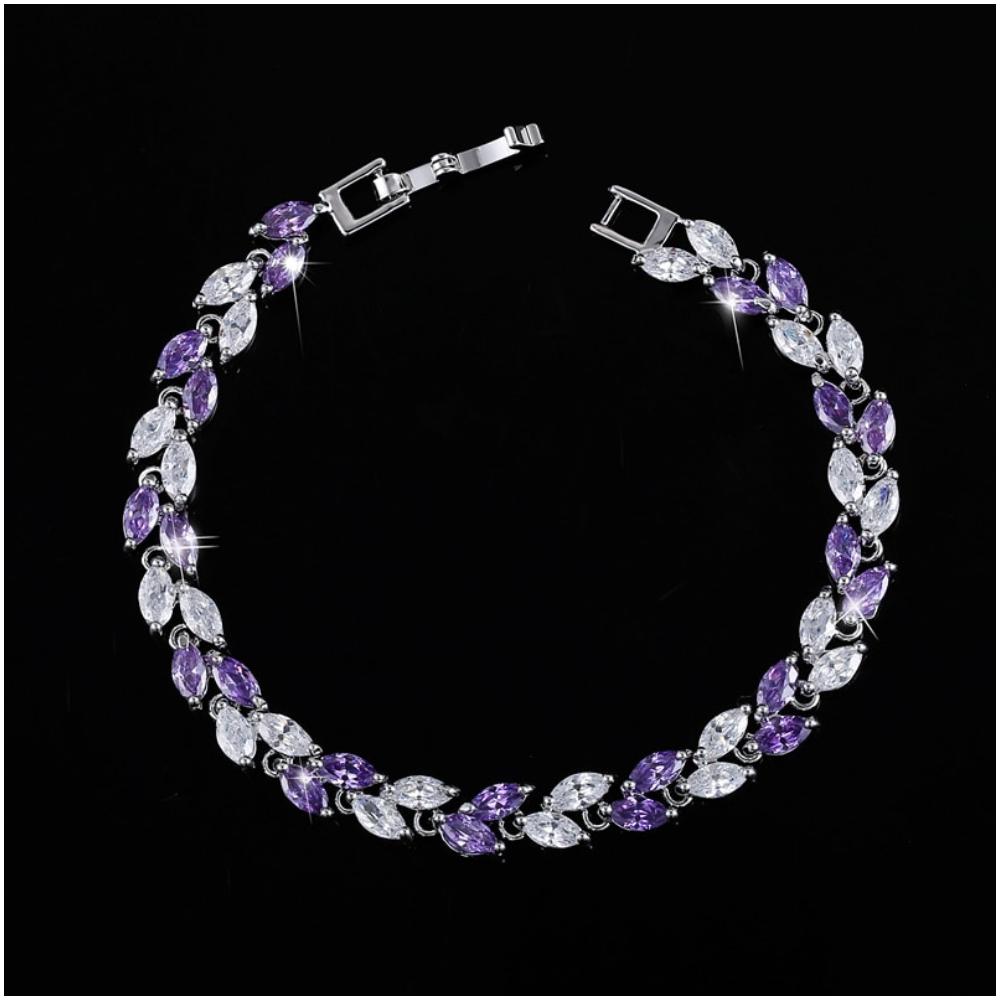 Elegantes Armband mit funkelnden Blättern und Zirkonia
