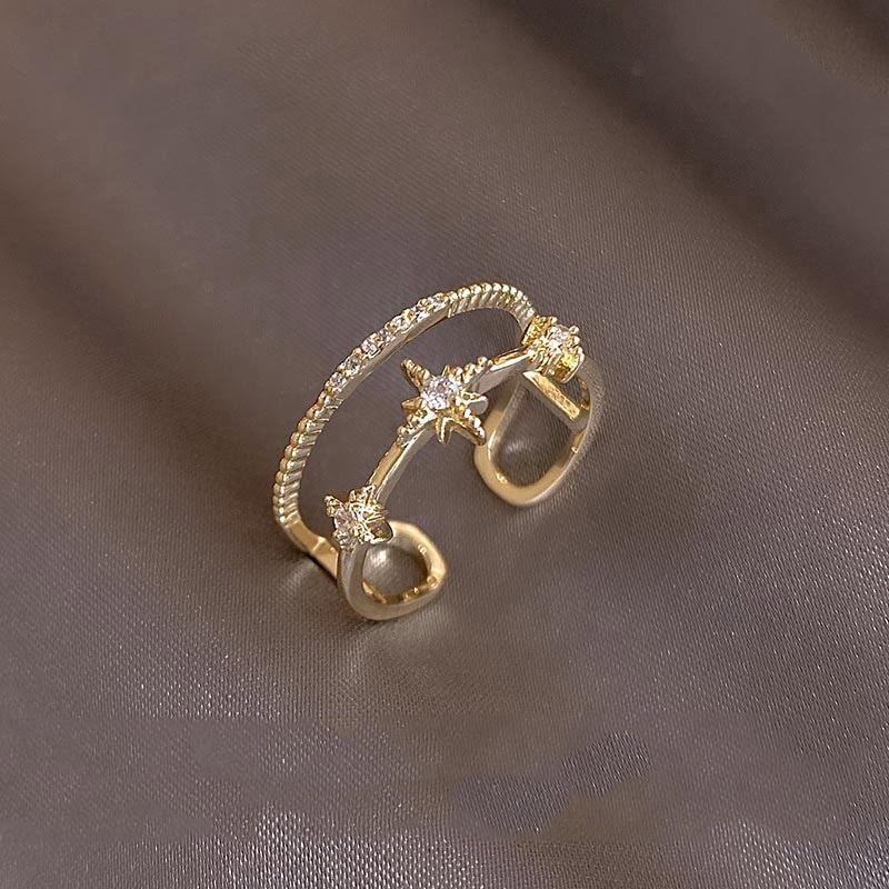 Elegante, modische, doppellagige, mit Zirkonen verzierte Ringe