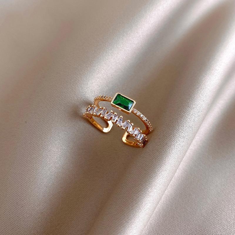 Elegante, modische, doppellagige, mit Zirkonen verzierte Ringe