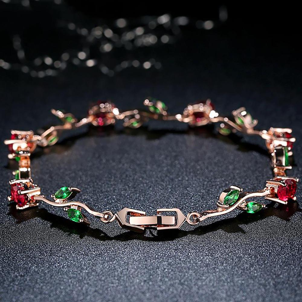 Elegantes mehrfarbiges Schweizer Zirkonia-Armband mit Rosenranke