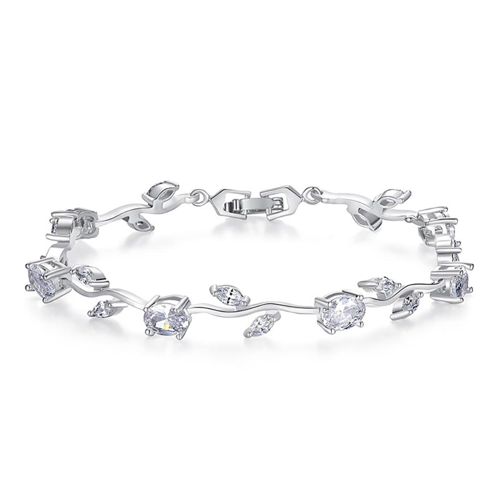 Elegantes mehrfarbiges Schweizer Zirkonia-Armband mit Rosenranke