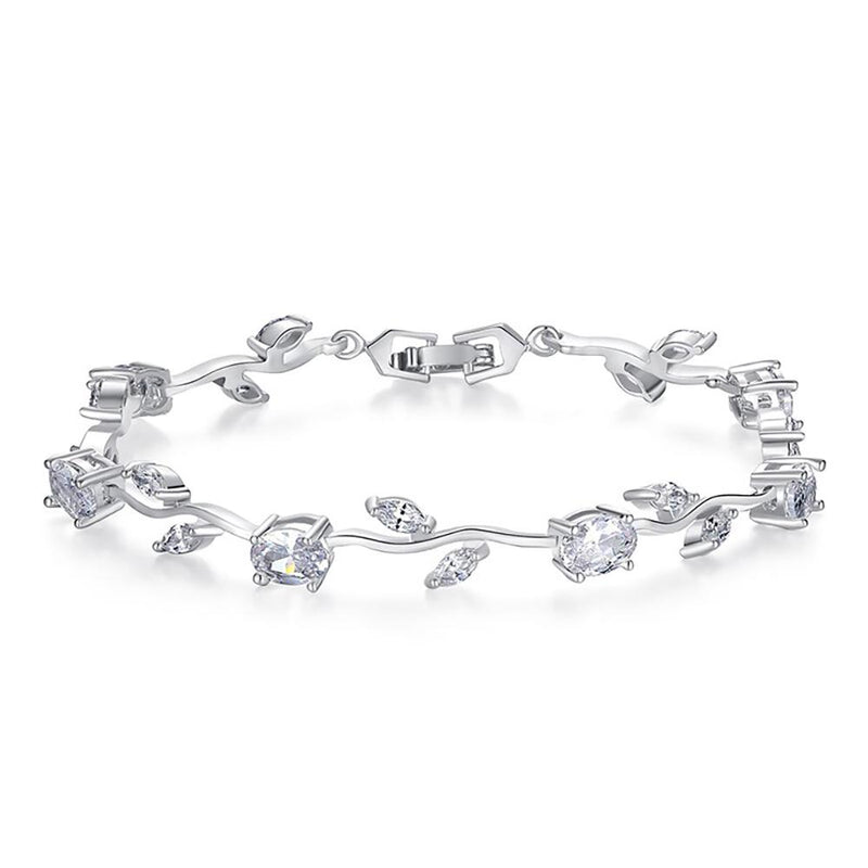 Elegantes mehrfarbiges Schweizer Zirkonia-Armband mit Rosenranke