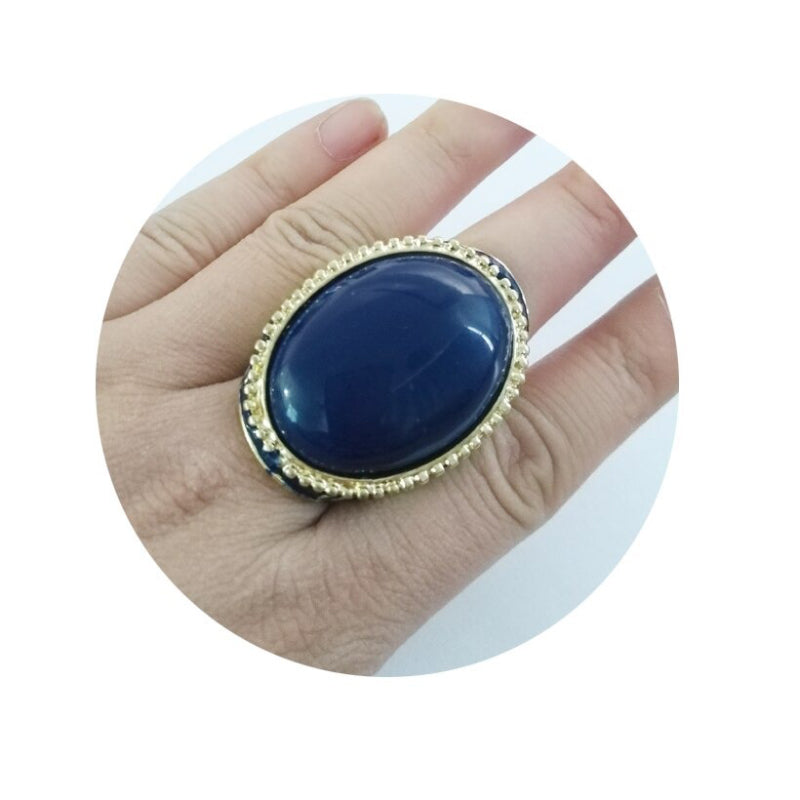 Elegante Vintage Mode Blau Oval Form Ringe