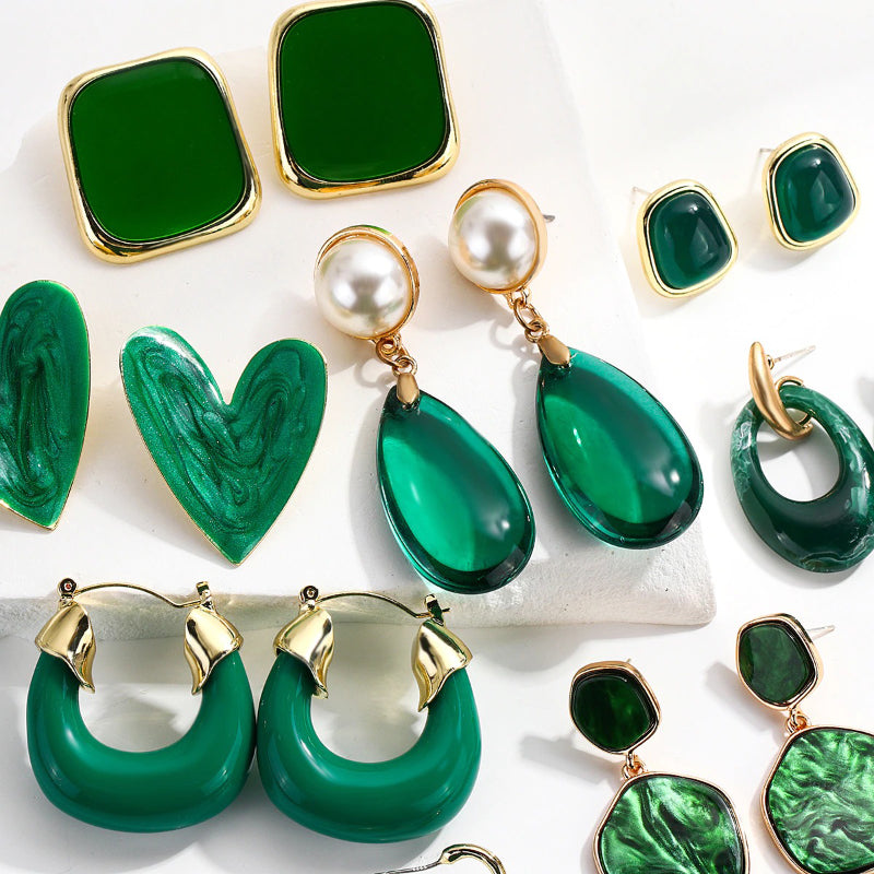 Exklusive trendige All Green Vibes Acryl-Ohrhänger-Kollektion