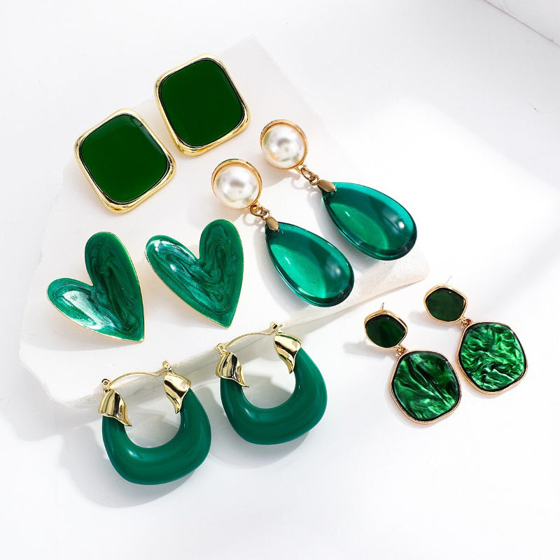 Exklusive trendige All Green Vibes Acryl-Ohrhänger-Kollektion