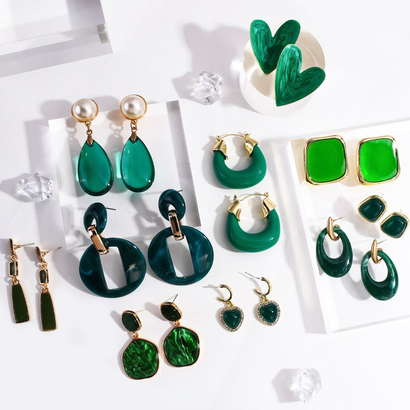 Exklusive trendige All Green Vibes Acryl-Ohrhänger-Kollektion