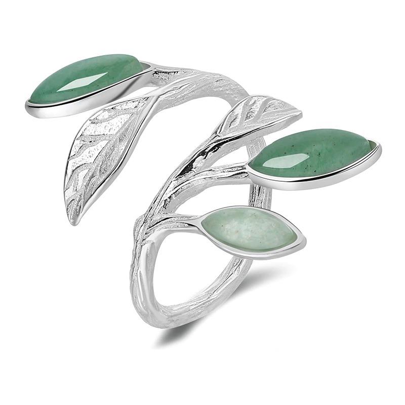 Exquisiter verstellbarer Pflanzenring mit Farnblatt-Wickel