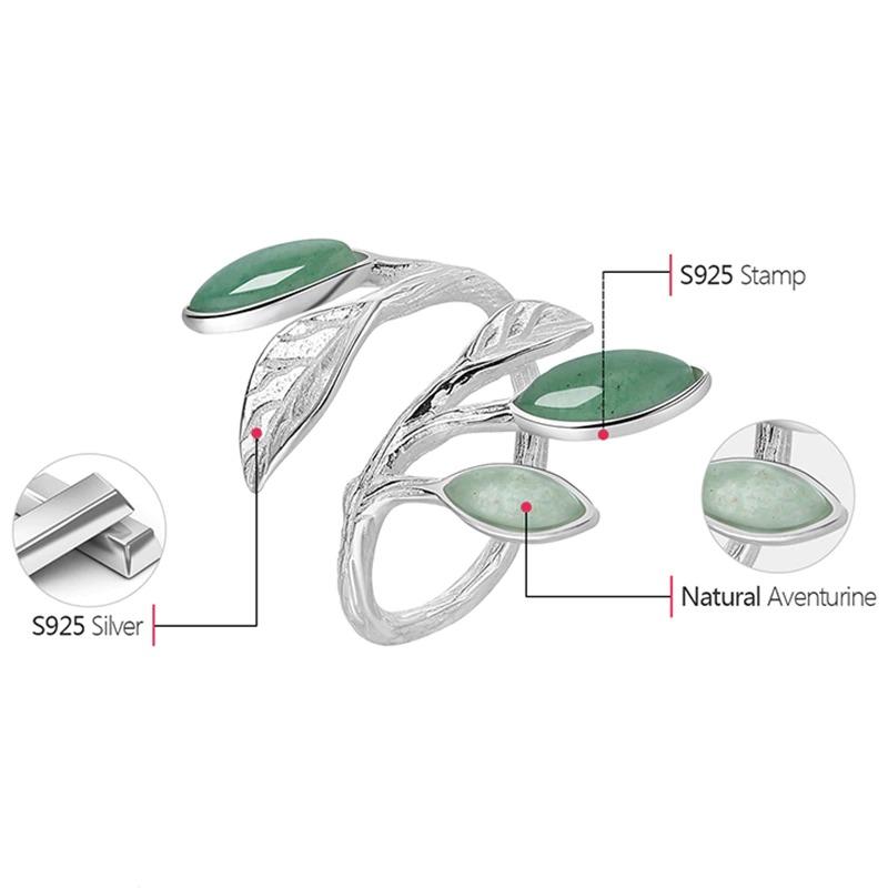 Exquisiter verstellbarer Pflanzenring mit Farnblatt-Wickel