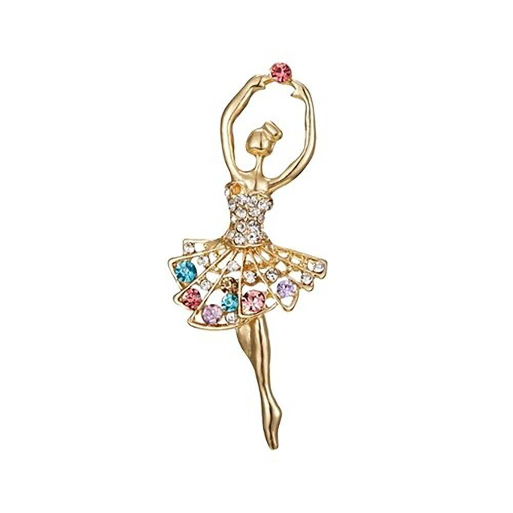 Exquisite, mit Juwelen besetzte Broschennadeln mit Turnerinnen- und Ballerina-Puppen