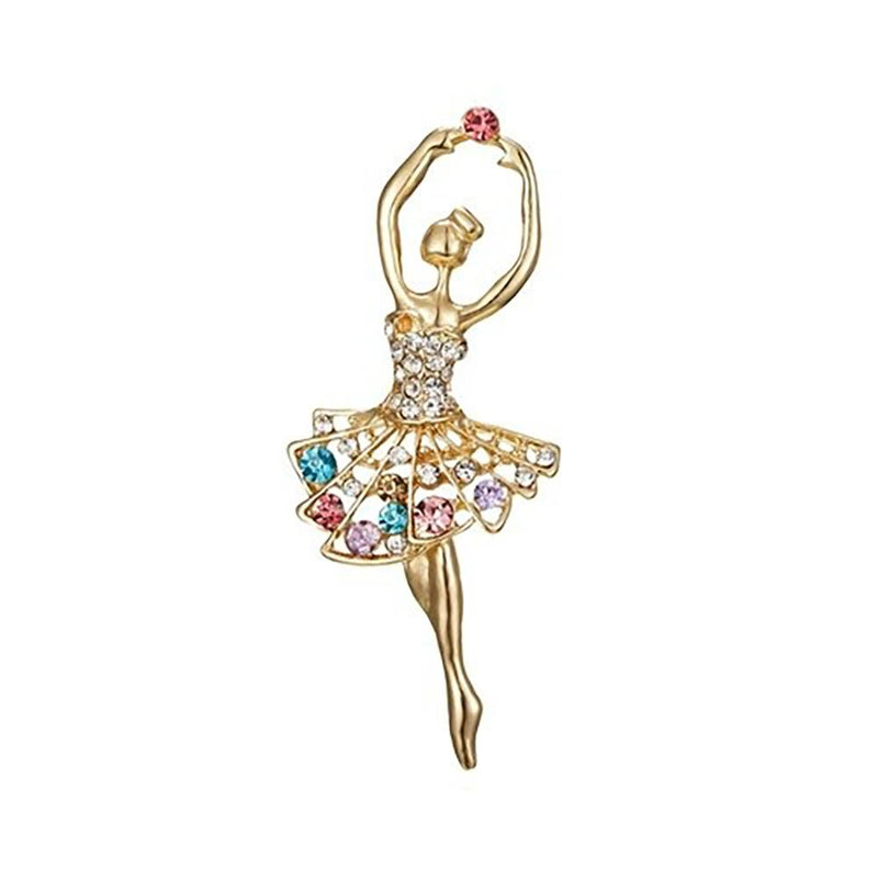 Exquisite, mit Juwelen besetzte Broschennadeln mit Turnerinnen- und Ballerina-Puppen