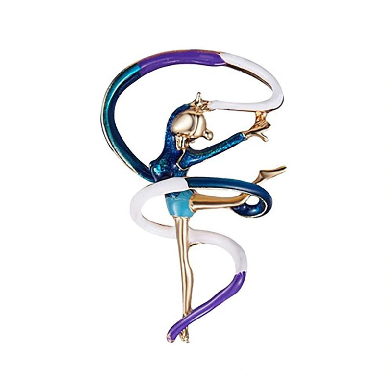 Exquisite, mit Juwelen besetzte Broschennadeln mit Turnerinnen- und Ballerina-Puppen