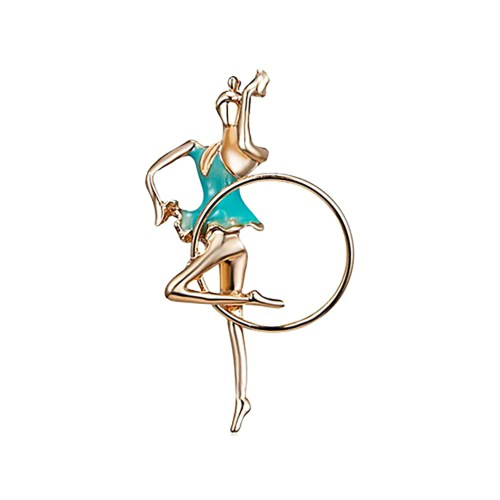 Exquisite, mit Juwelen besetzte Broschennadeln mit Turnerinnen- und Ballerina-Puppen