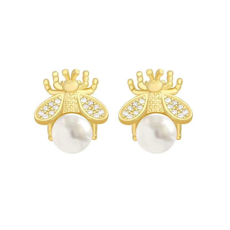 Exquisite Mini-Ohrstecker mit Honigbienen-Perle