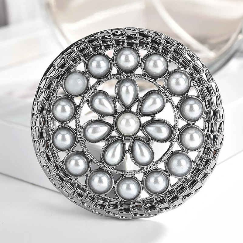 Exquisite mit Perlen und Strass besetzte Emaille-Brosche