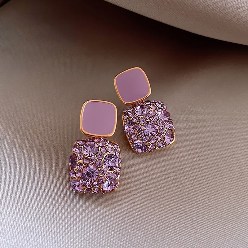 Erlesene Retro-Kollektion lila Strass-Ohrringe