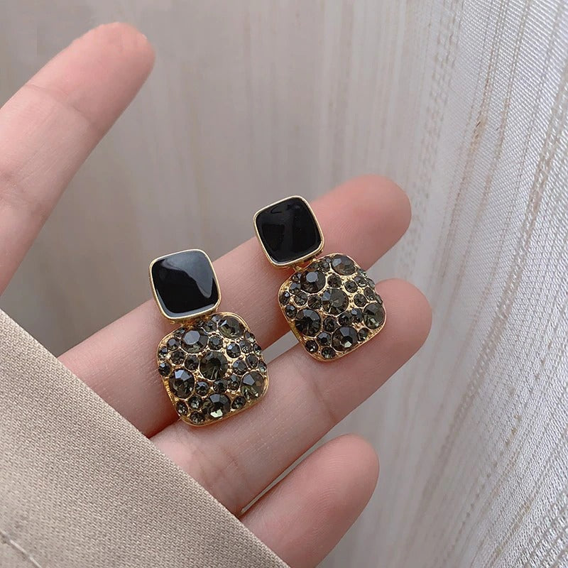 Erlesene Retro-Kollektion lila Strass-Ohrringe
