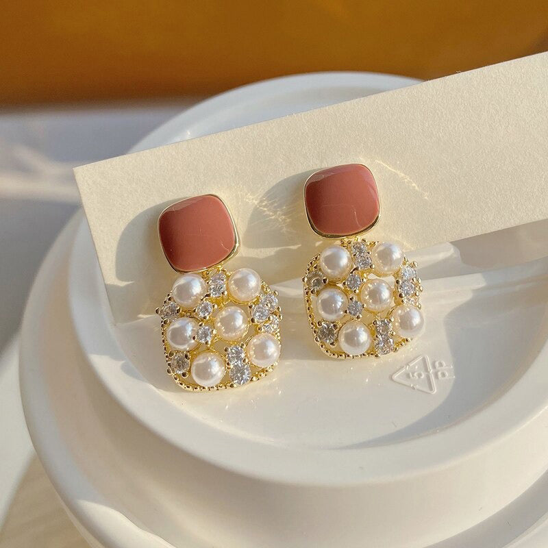 Erlesene Retro-Kollektion lila Strass-Ohrringe