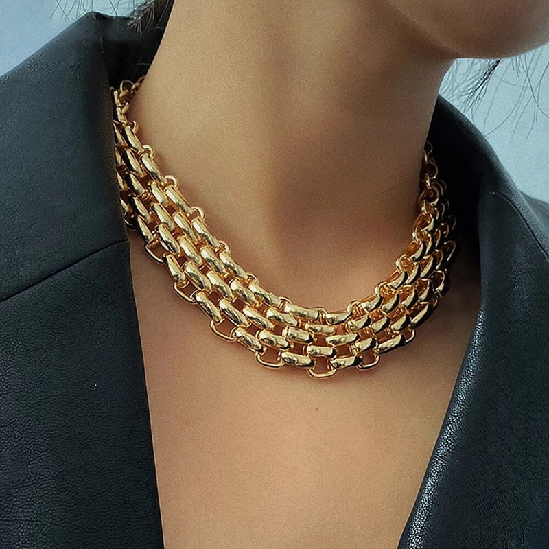 Extra klobige mehrlagige Choker-Halsketten