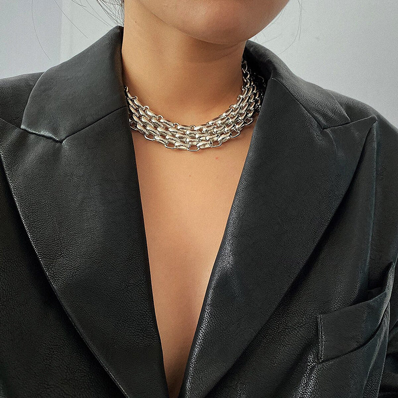 Extra klobige mehrlagige Choker-Halsketten