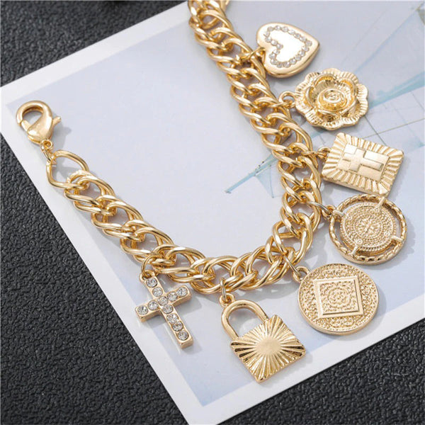 Extravagante Multi-Charms Kreuz Mode Ketten Armbänder